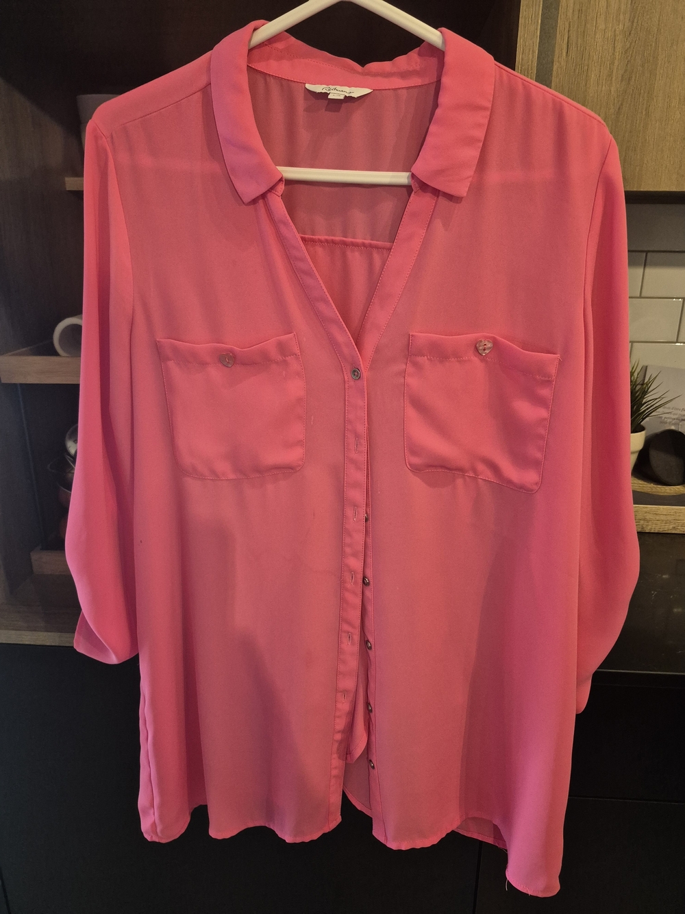 Reitmans Bright Pink Button-Down Blouse